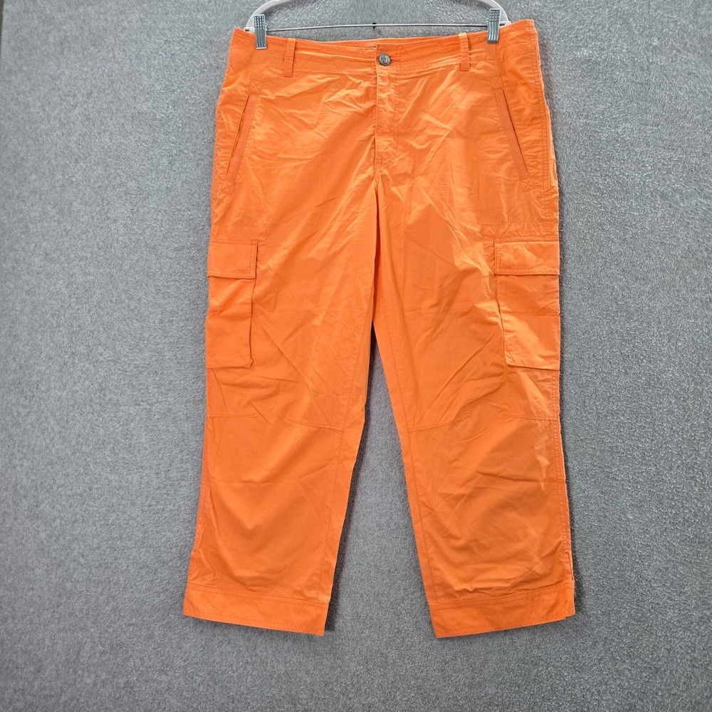 Lauren Jeans Co. Women Cargo Pants 14 Orange Cropped 100% Cotton 22" READ